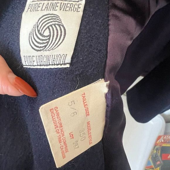 creation Pierre Bouchard navy %100 Wool long Coat women's sz SP - Picture 5 of 7